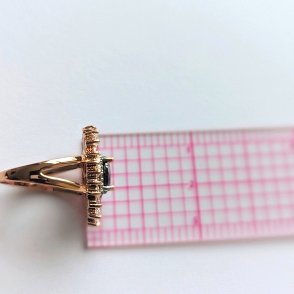 Henri Bendel Onyx Style Sunburst Halo CZ Baguette Art Deco Rose Gold Ring- sz 6½ - Picture 7 of 9